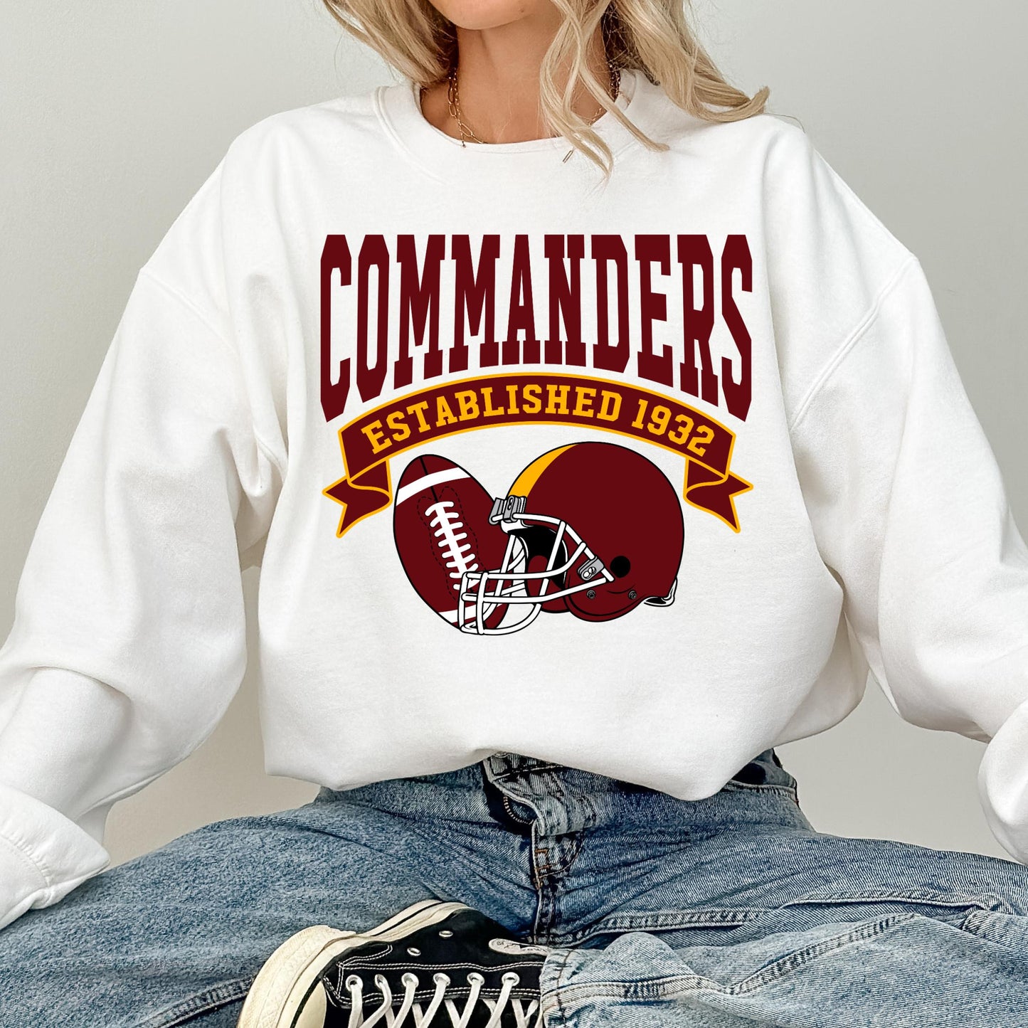 Commander Football Sweatshirt, Washington Football 90s Style Sweatshirt, Sunday Football Shirt, Game Day Sweatshirt, Washington Fan Gift