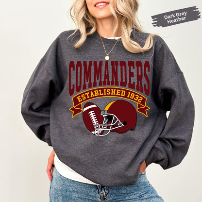 Commander Football Sweatshirt, Washington Football 90s Style Sweatshirt, Sunday Football Shirt, Game Day Sweatshirt, Washington Fan Gift