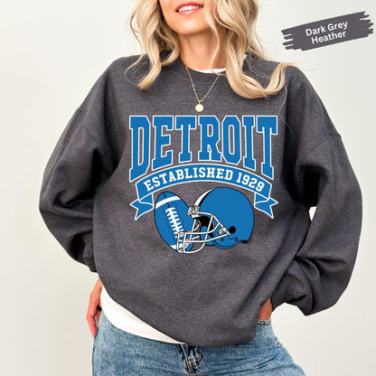 Vintage 90s Style Detroit Football Sweatshirt, Detroit Football Shirt, Sunday Football, Game Day Sweater, Detroit Team Football Sweatshirt