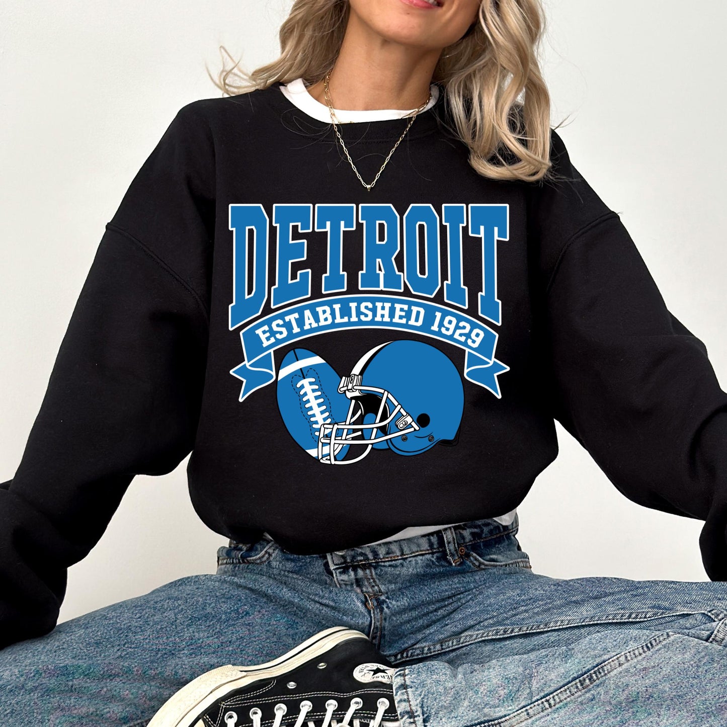 Vintage 90s Style Detroit Football Sweatshirt, Detroit Football Shirt, Sunday Football, Game Day Sweater, Detroit Team Football Sweatshirt