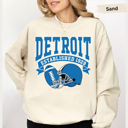 Vintage 90s Style Detroit Football Sweatshirt, Detroit Football Shirt, Sunday Football, Game Day Sweater, Detroit Team Football Sweatshirt