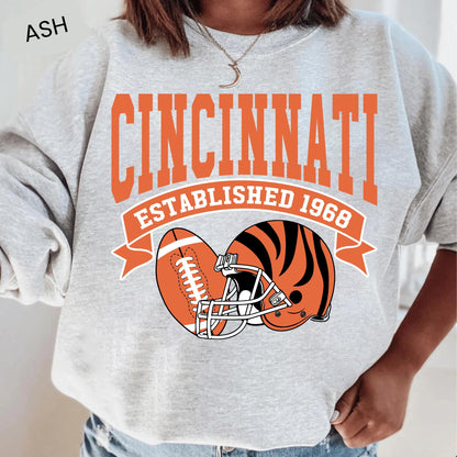 Cincinnati Football Vintage Sweatshirt, Retro Cincinnati Football T-Shirt, Cincy Fan Shirt, Cincinnati Mascot Sweatshirt, Game Day Sweater