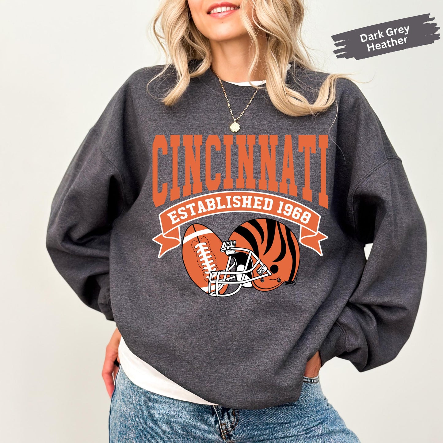 Cincinnati Football Vintage Sweatshirt, Retro Cincinnati Football T-Shirt, Cincy Fan Shirt, Cincinnati Mascot Sweatshirt, Game Day Sweater