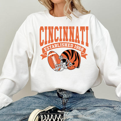 Cincinnati Football Vintage Sweatshirt, Retro Cincinnati Football T-Shirt, Cincy Fan Shirt, Cincinnati Mascot Sweatshirt, Game Day Sweater