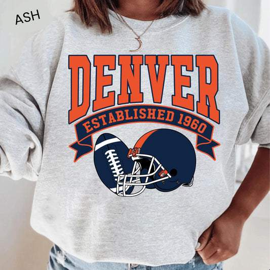 Denver Football Sweatshirt, Vintage Denver Football Sweatshirt, Denver Football Fan T-Shirt, Sunday Denver, Bronco Football Game Day Sweater