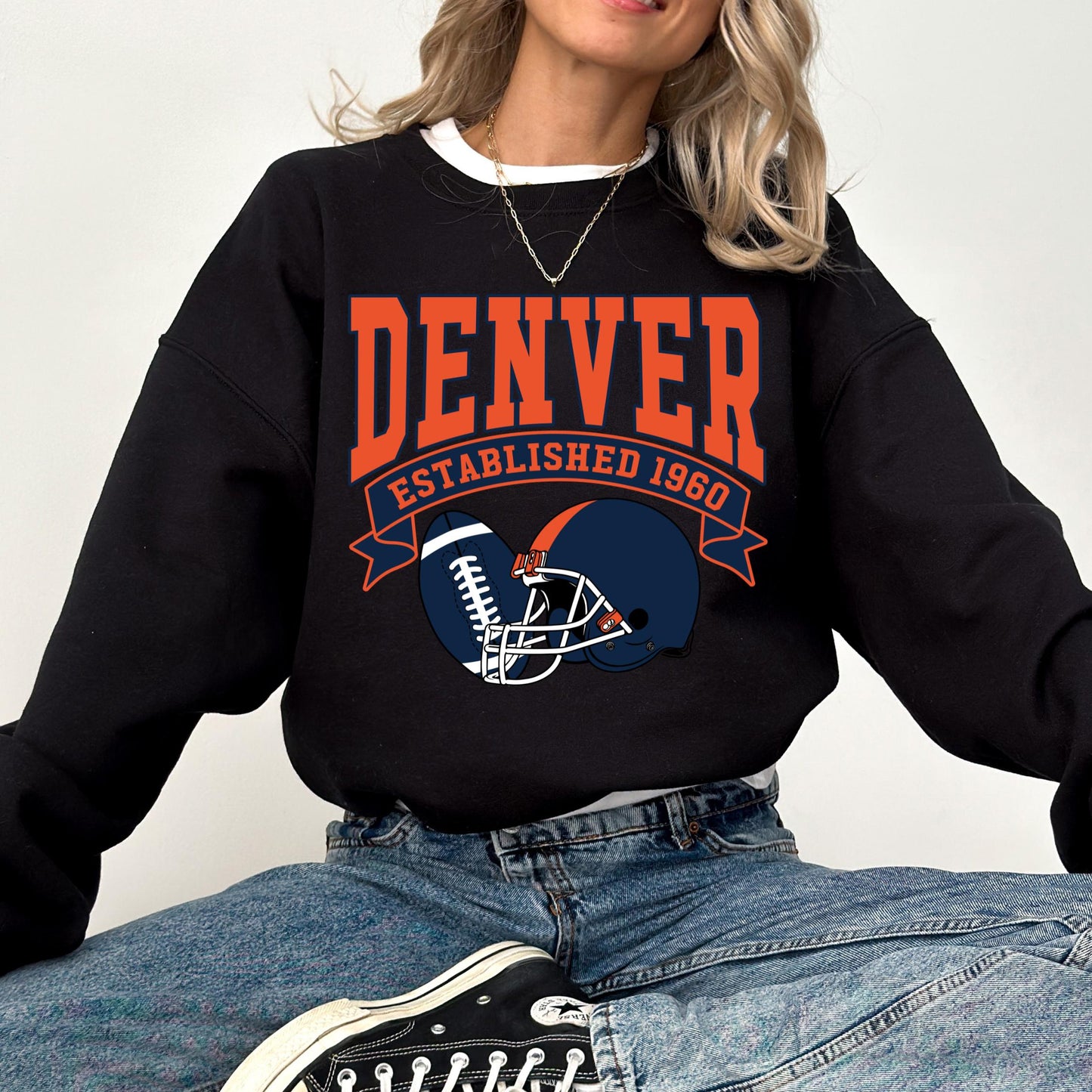 Denver Football Sweatshirt, Vintage Denver Football Sweatshirt, Denver Football Fan T-Shirt, Sunday Denver, Bronco Football Game Day Sweater