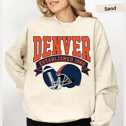 Denver Football Sweatshirt, Vintage Denver Football Sweatshirt, Denver Football Fan T-Shirt, Sunday Denver, Bronco Football Game Day Sweater