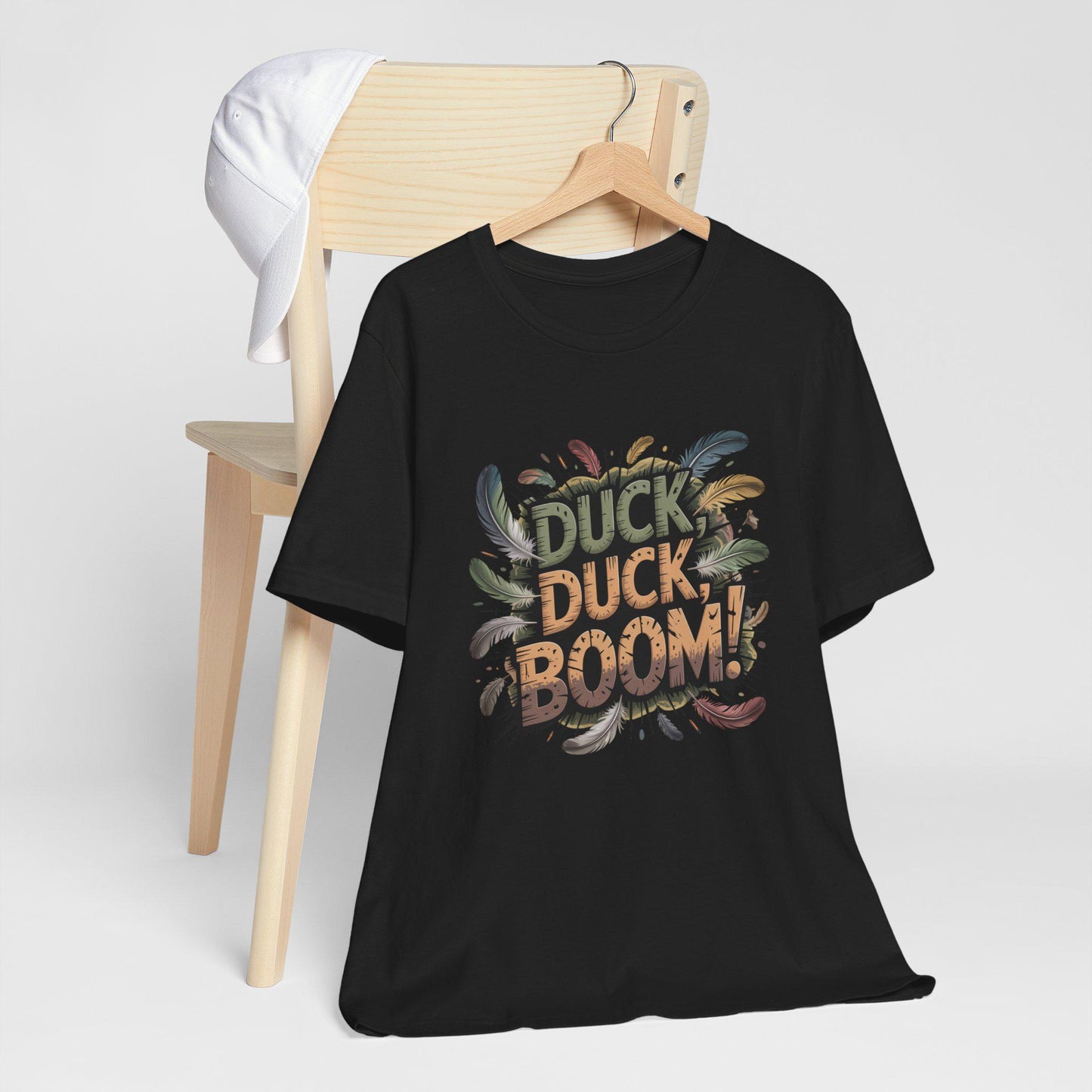 Duck Duck Boom Mens Duck Graphic T-Shirt - Duck Hunting Fashion, Gift for Him, Casual Wear, Unique Present for your Avid Duck Hunting Friend