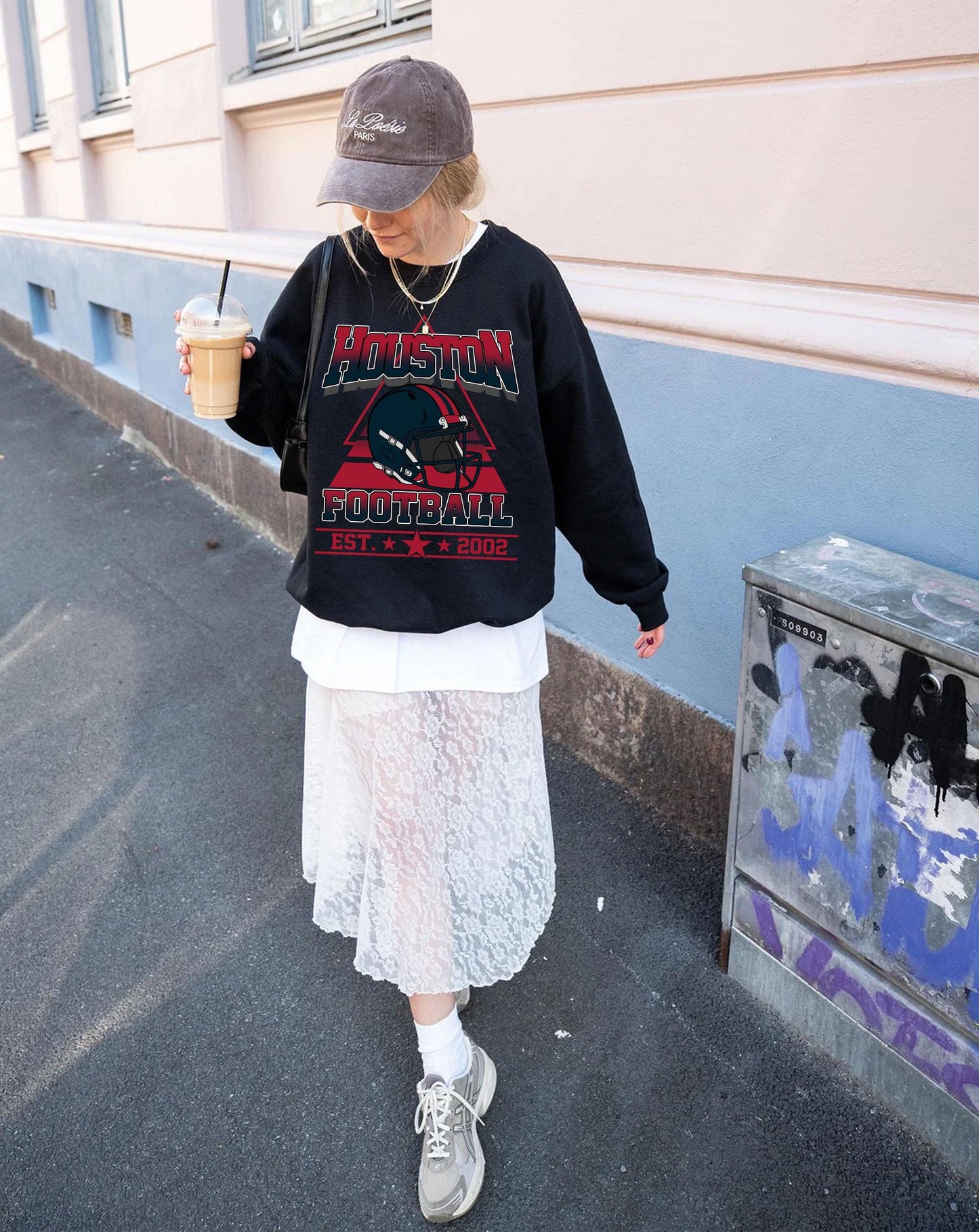 Houston Football Vintage 90s Style Sweatshirt, Houston Football Shirt, Sunday Football Shirt, Retro Houston Crewneck Sweatshirt, Game Day