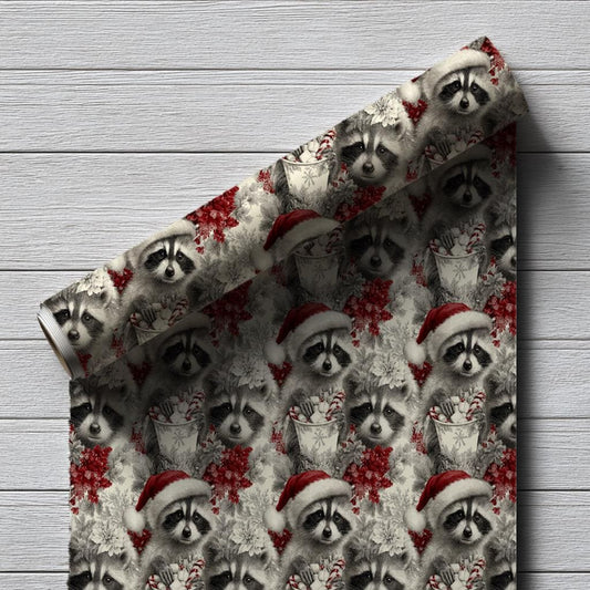 Christmas Raccoon Wrapping Paper: Funny Christmas Gift Paper, Perfect for Men Gift, Birthdays, Parties, Gift Wrap, and Festival Celebrations