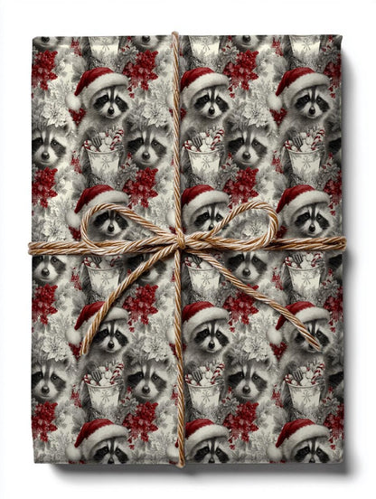 Christmas Raccoon Wrapping Paper: Funny Christmas Gift Paper, Perfect for Men Gift, Birthdays, Parties, Gift Wrap, and Festival Celebrations