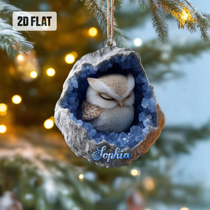 Personalized Owl 2D Flat Ornament, Owl Rearview Mirror Car Accessories, Owl Christmas Ornament, Bird Decor, Gift for Owl Lover, Animal Lover
