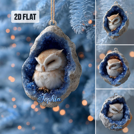 Personalized Owl 2D Flat Ornament, Owl Rearview Mirror Car Accessories, Owl Christmas Ornament, Bird Decor, Gift for Owl Lover, Animal Lover