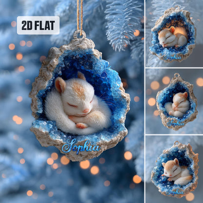 Personalized Squirrel 2D Flat Ornament, Squirrel Rearview Mirror Car Accessories, Squirrel Christmas Ornament, Xmas Gift for Squirrel Lovers