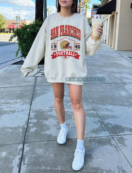 San Francisco Football Vintage 90s Style Sweatshirt, San Francisco Super Bowl Champions Shirt, Sunday Football Shirt, San Francisco Shirt