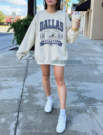 Dallas Football Vintage 90s Style Sweatshirt, Dallas Football Shirt, Sunday Football Shirt, Retro Dallas Crewneck Sweatshirt, Game Day Shirt