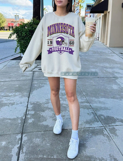 Minnesota Football Vintage 90s Style Sweatshirt, Minnesota Football Shirt, Sunday Football Shirt, Minnesota Crewneck Sweatshirt, Game Day