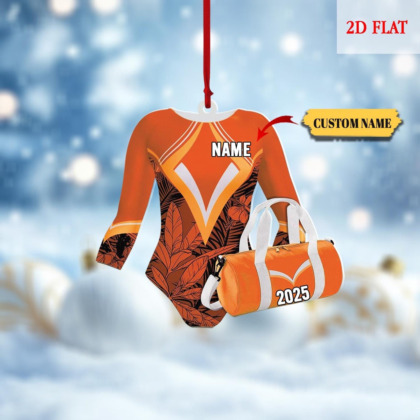 Personalized Name Gymnastics Ornament 2025, Girl Gymnast Ornaments,Custom 2D Flat Gymnastics Woman Christmas Decoration,Gymnast Gift for Her