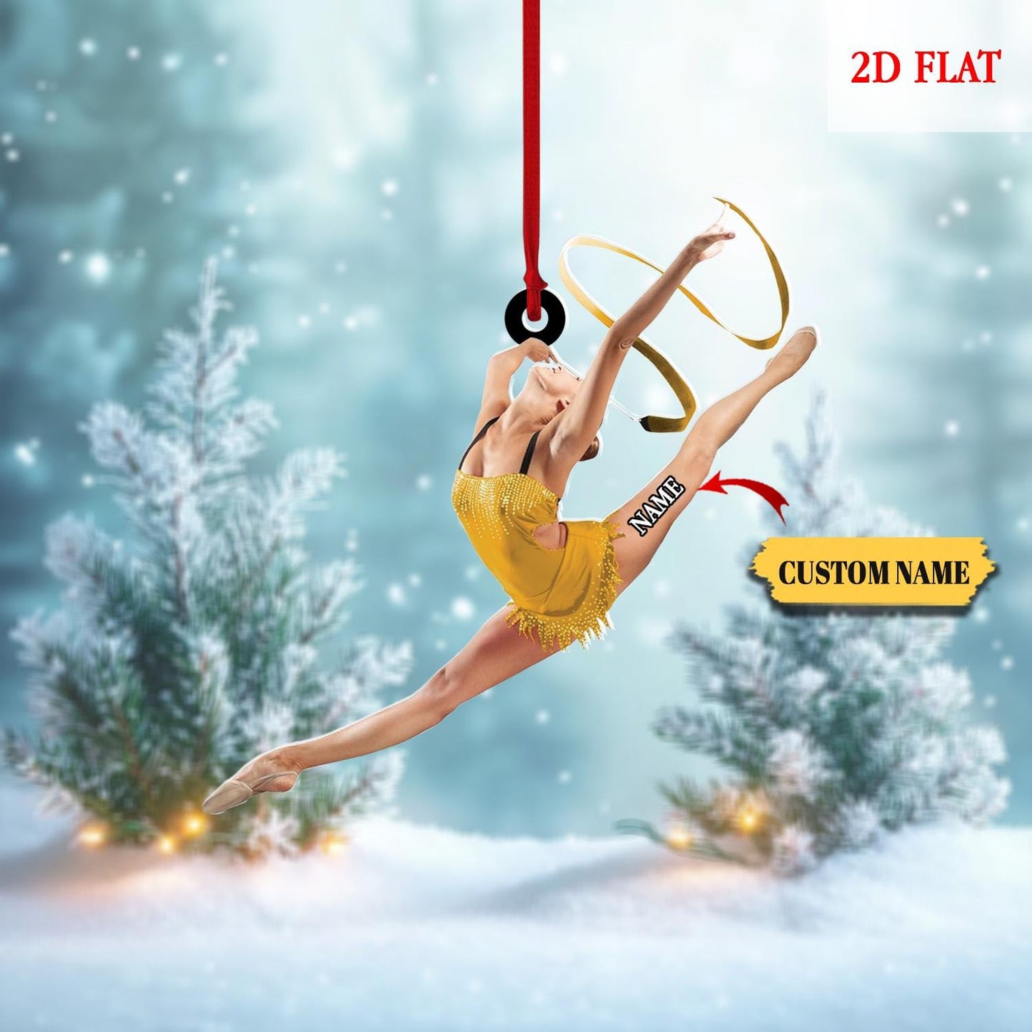 Personalized Gymnastics Girl Ornament, 2D Flat Gymnastics Woman Christmas Decoration,  Gymnastics Acrylic ornament, Gymnastic Lover Gift