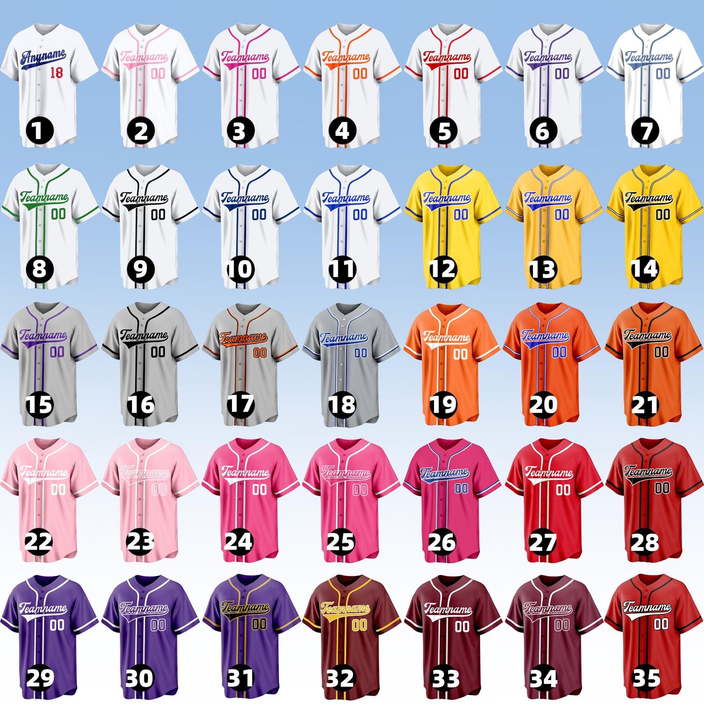 Custom Baseball Jerseys, Personalized Team Name Number Jersey for Baseball Fans Lovers, Customize Embroidered Stripe Team Jersey with LOGO