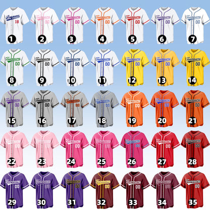 Custom Baseball Jerseys, Personalized Team Name Number Jersey for Baseball Fans Lovers, Customize Embroidered Stripe Team Jersey with LOGO