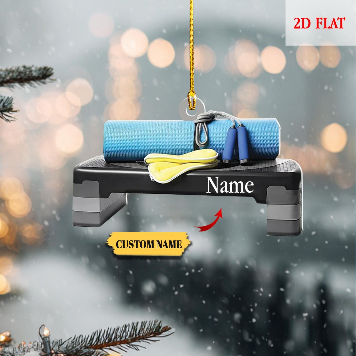 Personalized Fitness Ornament Acrylic 2D, Custom Gym Yoga Instructor, Workout Gift, Exercise Christmas Decoration, fitness ornament