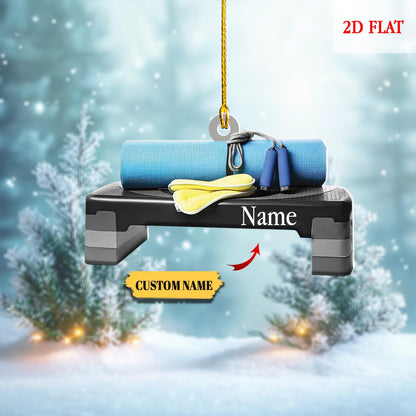 Personalized Fitness Ornament Acrylic 2D, Custom Gym Yoga Instructor, Workout Gift, Exercise Christmas Decoration, fitness ornament