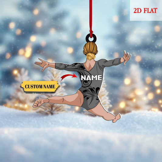 Personalized Gymnastics Girl Ornament, 2D Flat Gymnastics Woman Christmas Decoration, Gymnastics Acrylic ornaments, Gymnastic Lover Gift