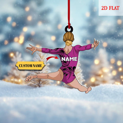 Personalized Gymnastics Girl Ornament, 2D Flat Gymnastics Woman Christmas Decoration, Gymnastics Acrylic ornaments, Gymnastic Lover Gift