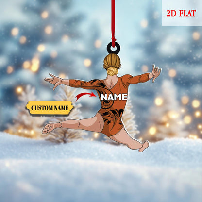 Personalized Gymnastics Girl Ornament, 2D Flat Gymnastics Woman Christmas Decoration, Gymnastics Acrylic ornaments, Gymnastic Lover Gift