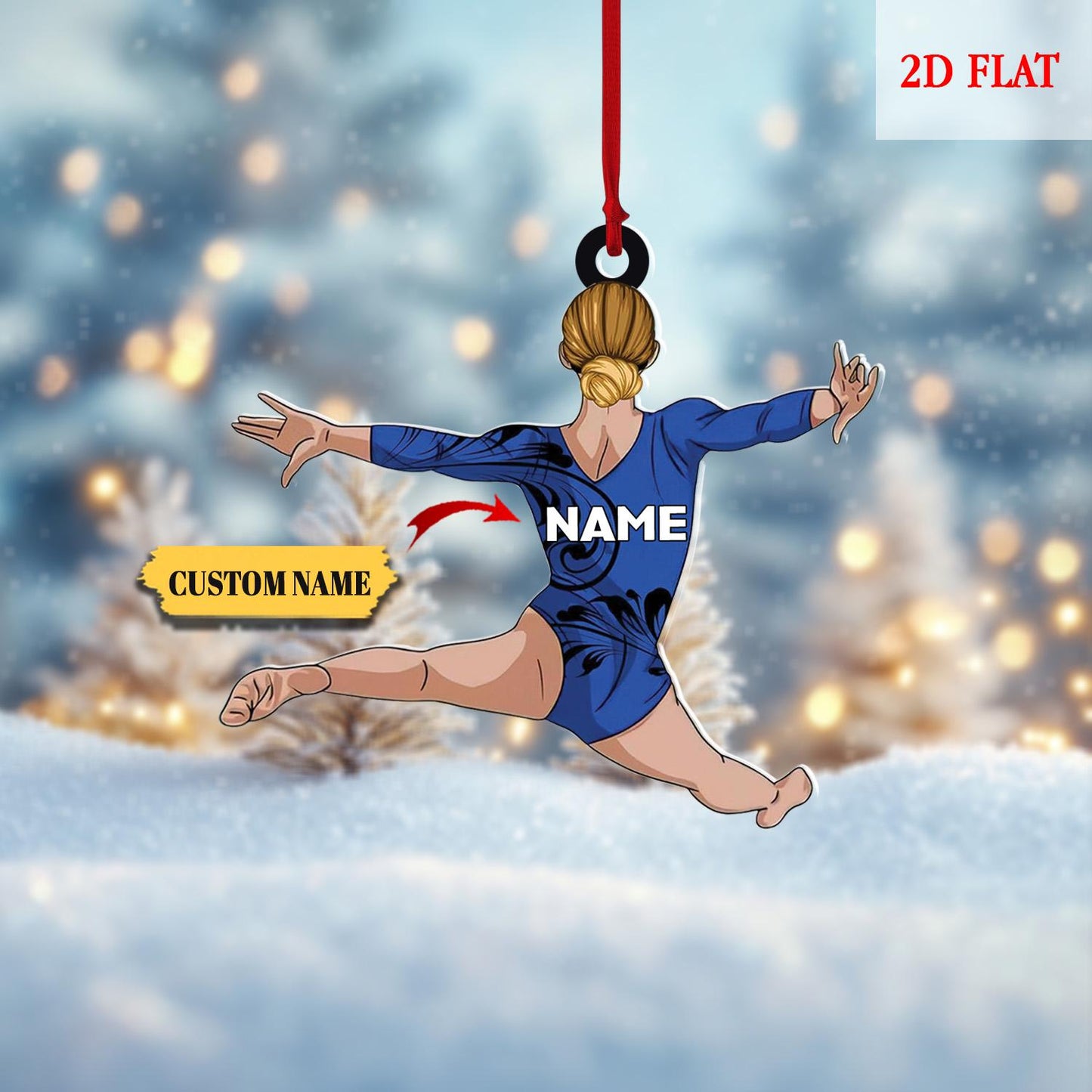 Personalized Gymnastics Girl Ornament, 2D Flat Gymnastics Woman Christmas Decoration, Gymnastics Acrylic ornaments, Gymnastic Lover Gift