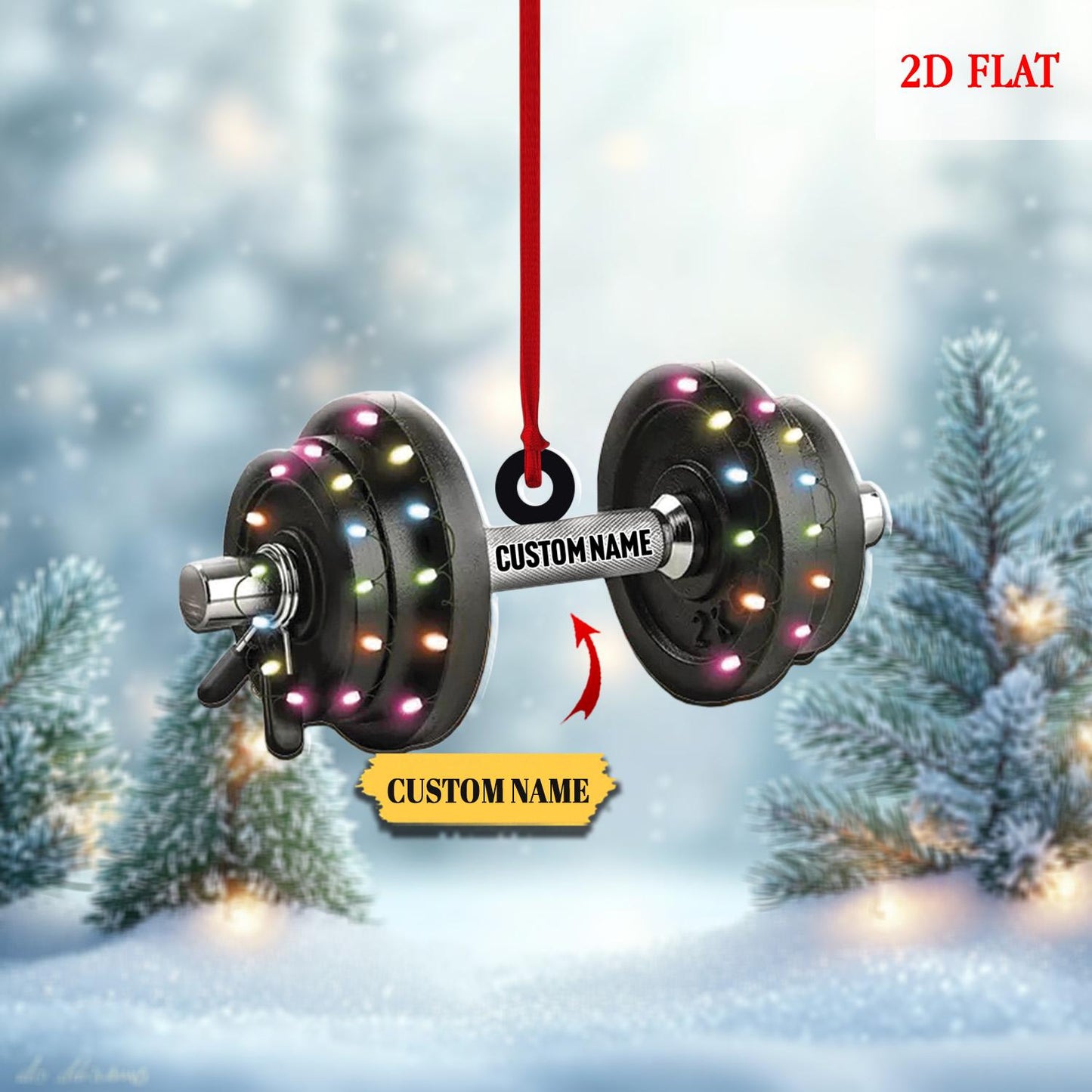 Personalized Dumbbell Ornament, Custom Gym Gift for Fitness Lovers, Workout Christmas Tree Decoration, Christmas ornament, gift for Gymer