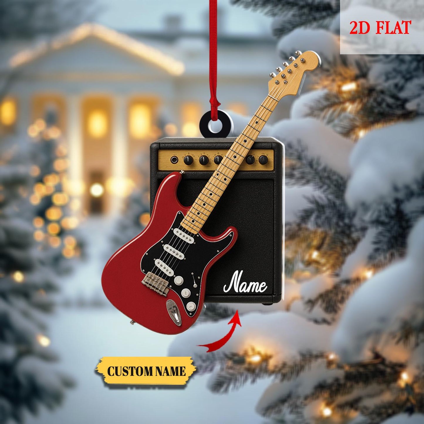 Personalized Electric Guitar Ornament, Guitar Christmas Decor, Custom Music Ornament, Rock and Roll Gift, Guitar Lover Gift Idea