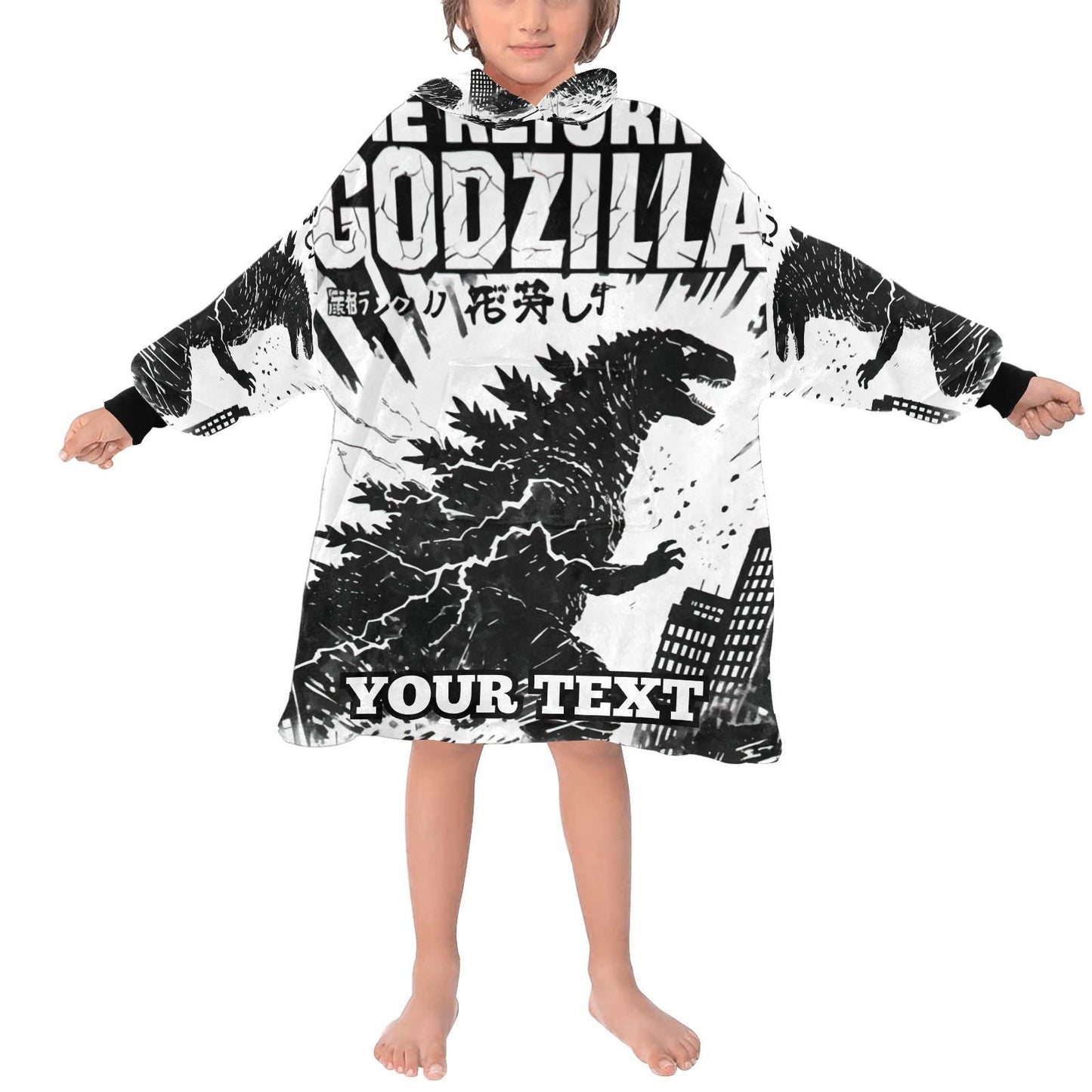 Godzilla Kids Hoodie Blanket Personalized Gift