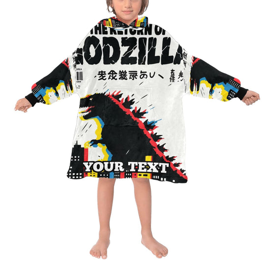 Godzilla Kids Hoodie Blanket Gift Personalized