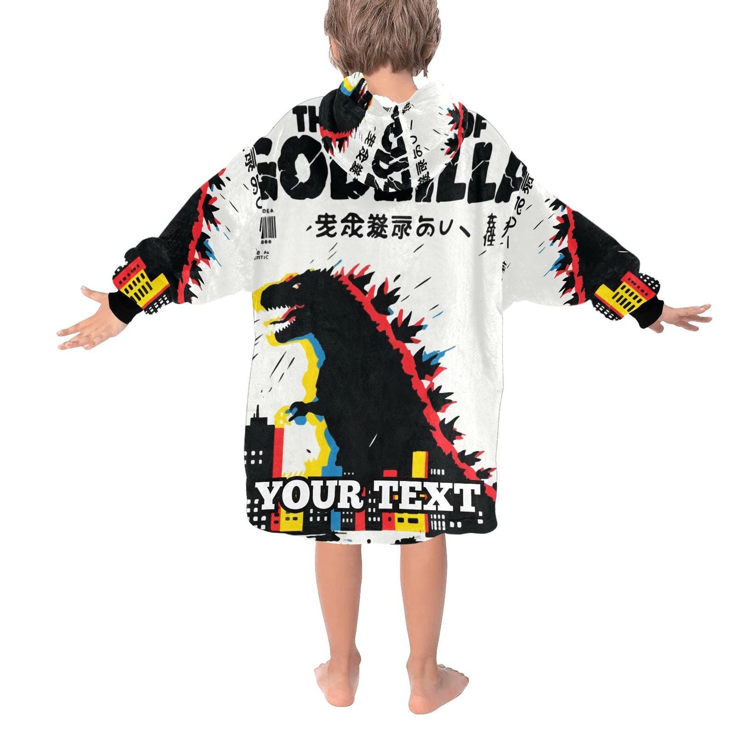 Godzilla Kids Hoodie Blanket Gift Personalized