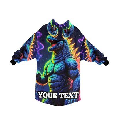 Godzilla Kids Hoodie Blanket Personalized Text Gift Custom