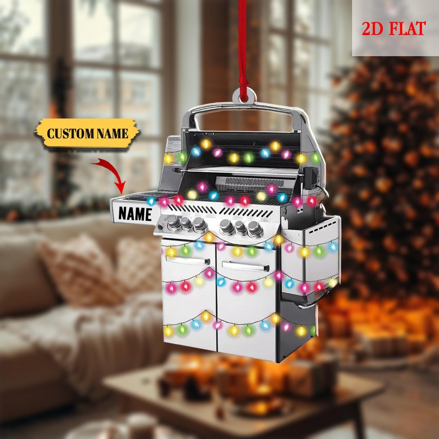 Personalized BBQ Grill Christmas Ornament, Barbecue Christmas decor, Outdoor cooking ornament, Chef BBQ ornament, BBQ lover gift