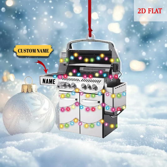 Personalized BBQ Grill Christmas Ornament, Barbecue Christmas decor, Outdoor cooking ornament, Chef BBQ ornament, BBQ lover gift