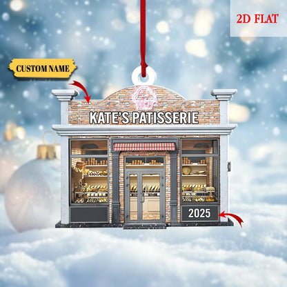 Personalized Bakery Keepsake Ornament, Christmas Hanging Decor, Gift for Baking Lovers, Gifts For Baker, Custom Name Bakery Ornament