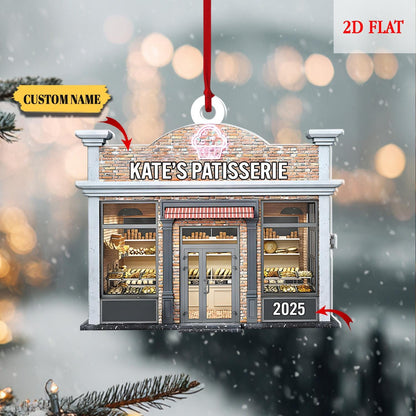 Personalized Bakery Keepsake Ornament, Christmas Hanging Decor, Gift for Baking Lovers, Gifts For Baker, Custom Name Bakery Ornament