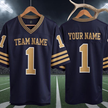 Personalized America Team Football Jersey, Navy Football Jersey With Team Name Number, America Football Jersey, Football Game Day Jersey