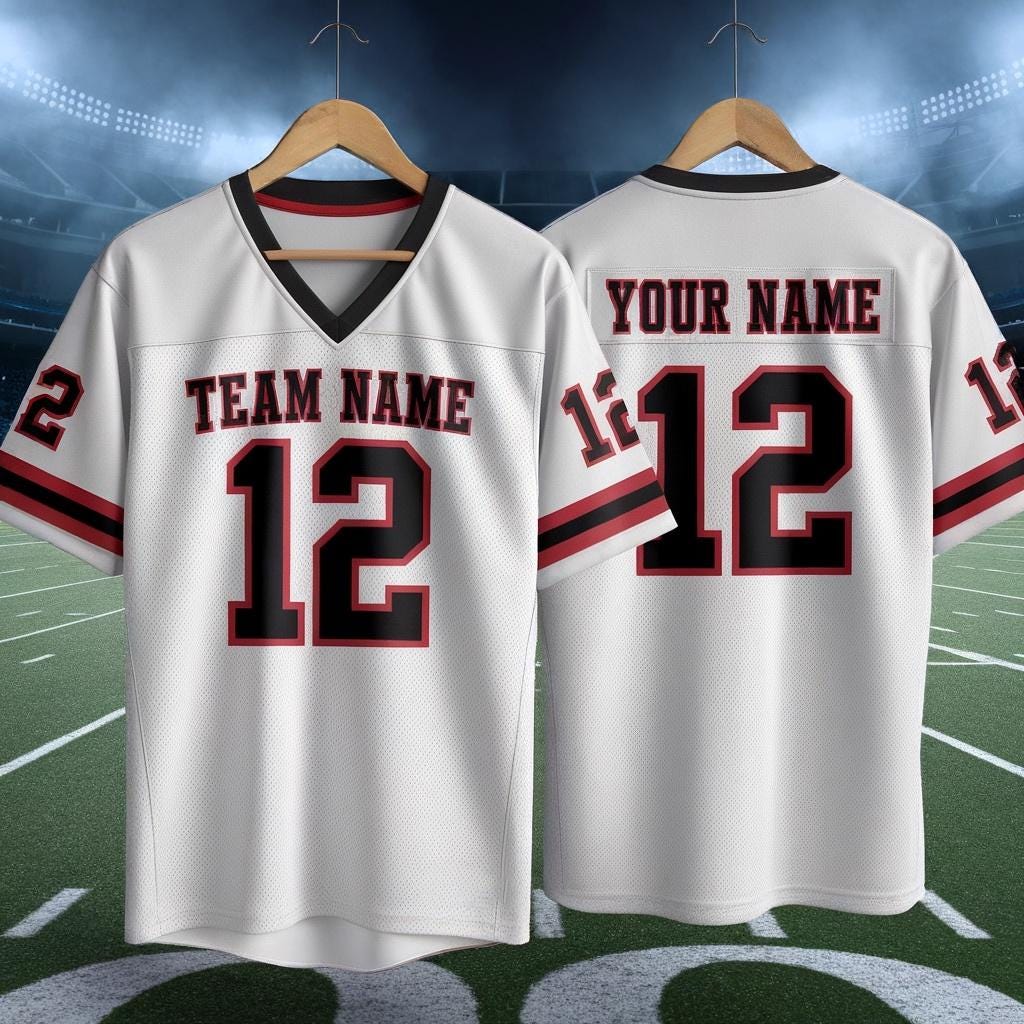 Custom America Team Football Jersey, White Football Jersey With Team Name Number, America Football Jersey for Fan, Football Game Day Jersey