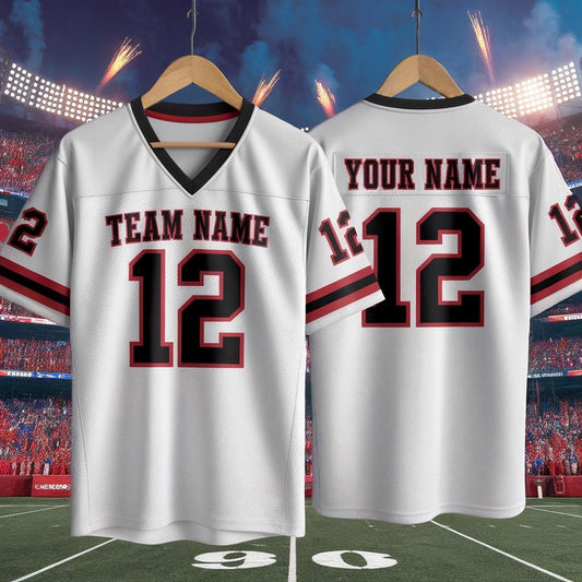 Custom America Team Football Jersey, White Football Jersey With Team Name Number, America Football Jersey for Fan, Football Game Day Jersey
