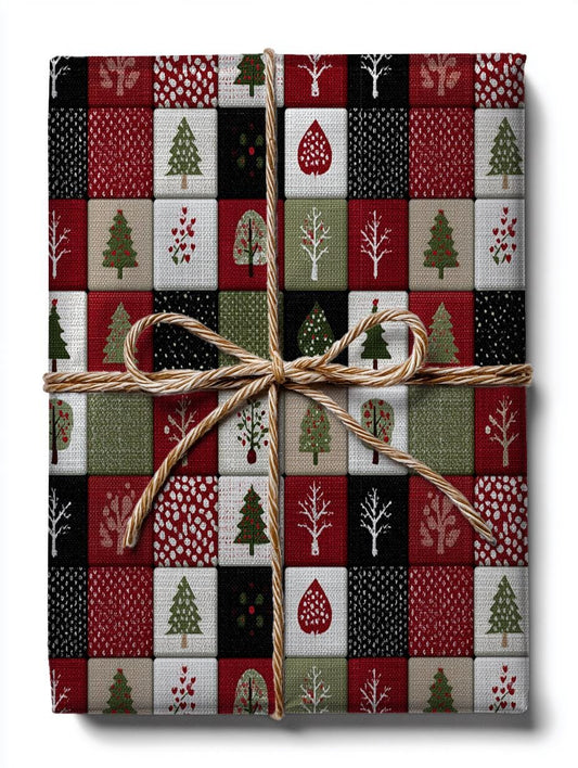 Christmas Patchwork Wrapping Paper: Modern Christmas Wrapping, Festive Present Wrapping, Unique Christmas Gift Giving, Cottagecore gift wrap