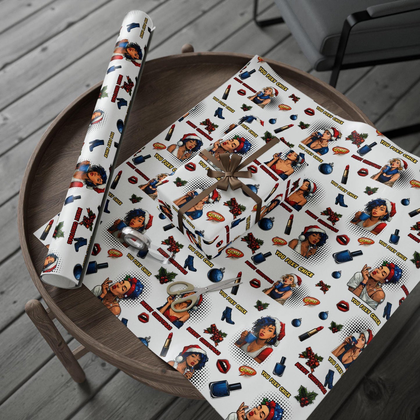 Female Pop Art Christmas Wrapping Paper - Perfect for Women gifting, Birthdays, Parties, Gift Wrap, and Celebrations, Unique Gift Giving