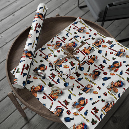 Female Pop Art Christmas Wrapping Paper - Perfect for Women gifting, Birthdays, Parties, Gift Wrap, and Celebrations, Unique Gift Giving