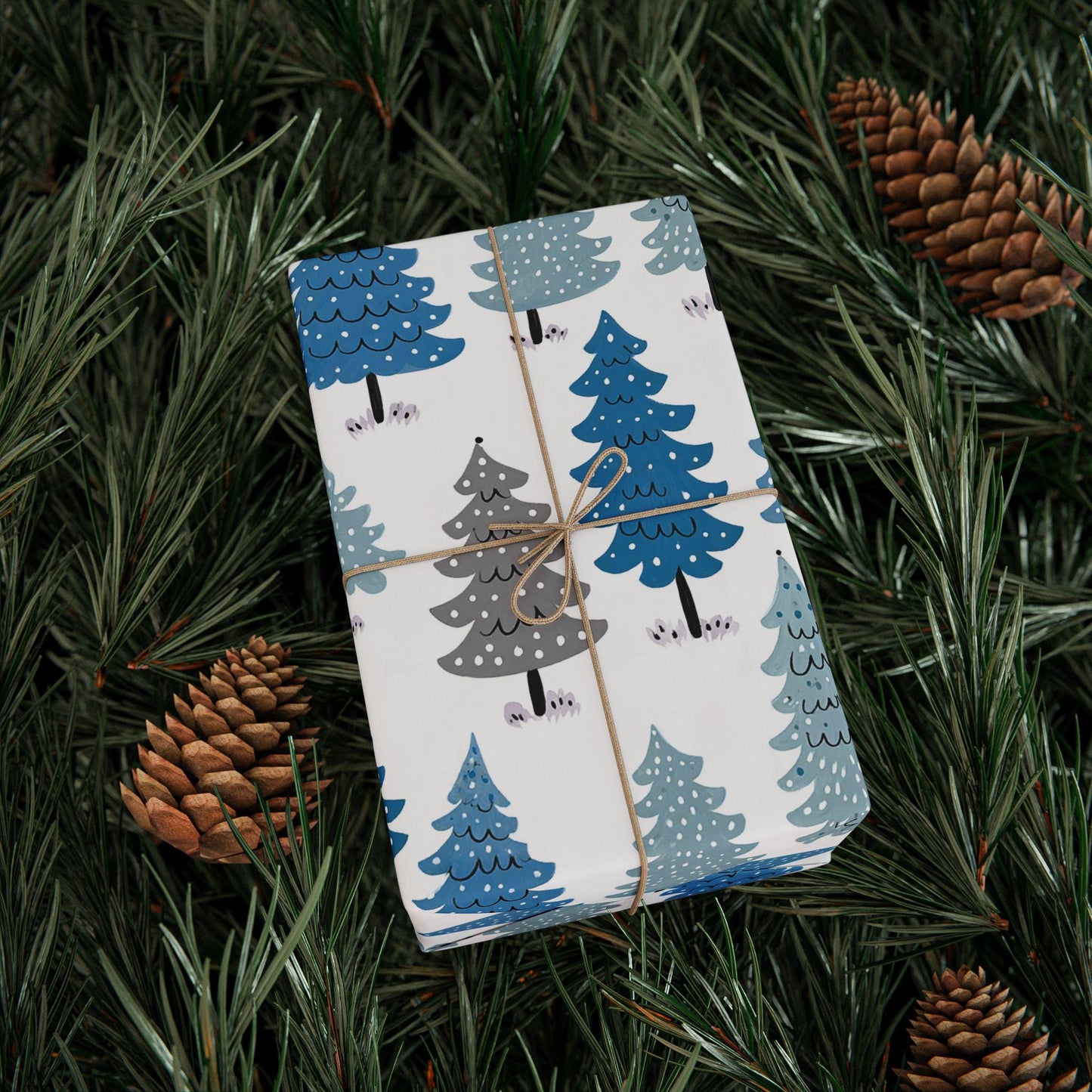 Blue Christmas Trees Wrapping Paper - Perfect for Baby Showers, Birthdays, Parties, Gift Wrap, and Celebrations,  Unique Gift Giving