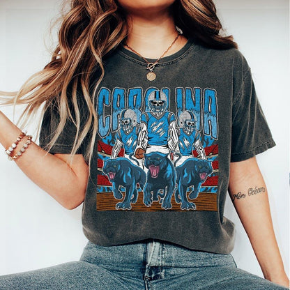 Carolina Football Skull Vintage Shirt, Gift For Fan Football Game Day Unisex Shirt