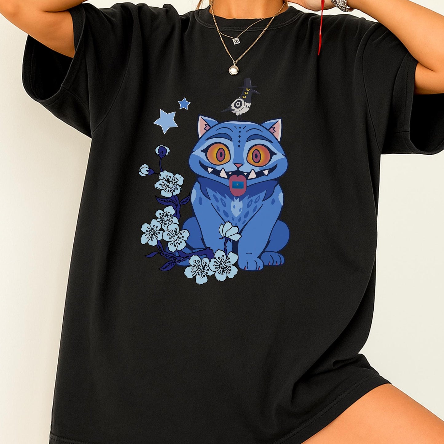 Demon Hunter Tiger Tee, Derpy Tiger and Bird Shirt, Kpop Saja Boys Merch, Hunters Fan Graphic T-shirt, Kpop Demon Hunters Gift